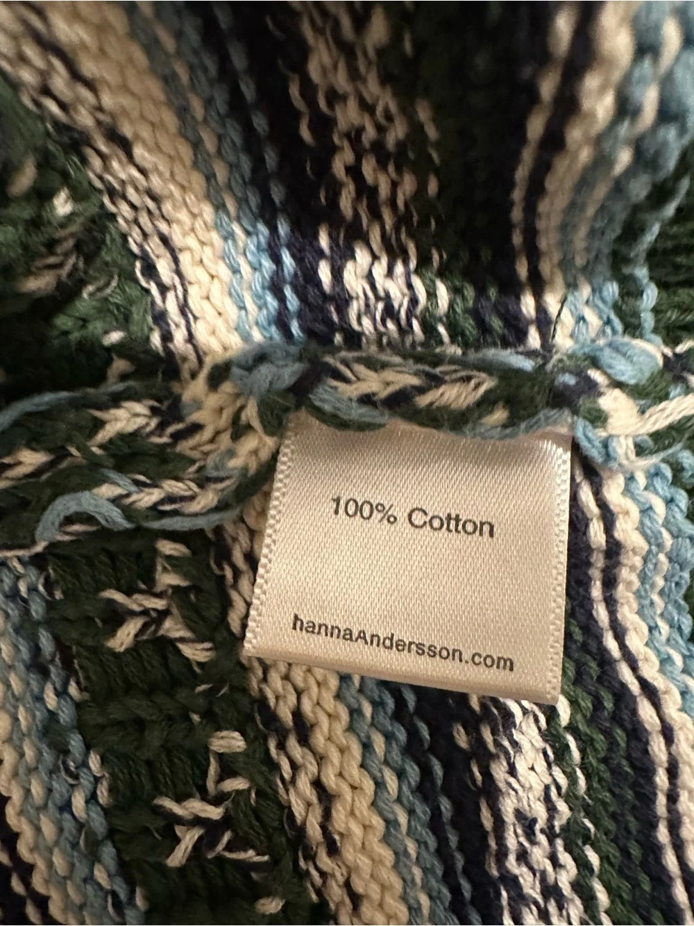 Hanna Andersson Green Ribbed Trim Knit Cardigan